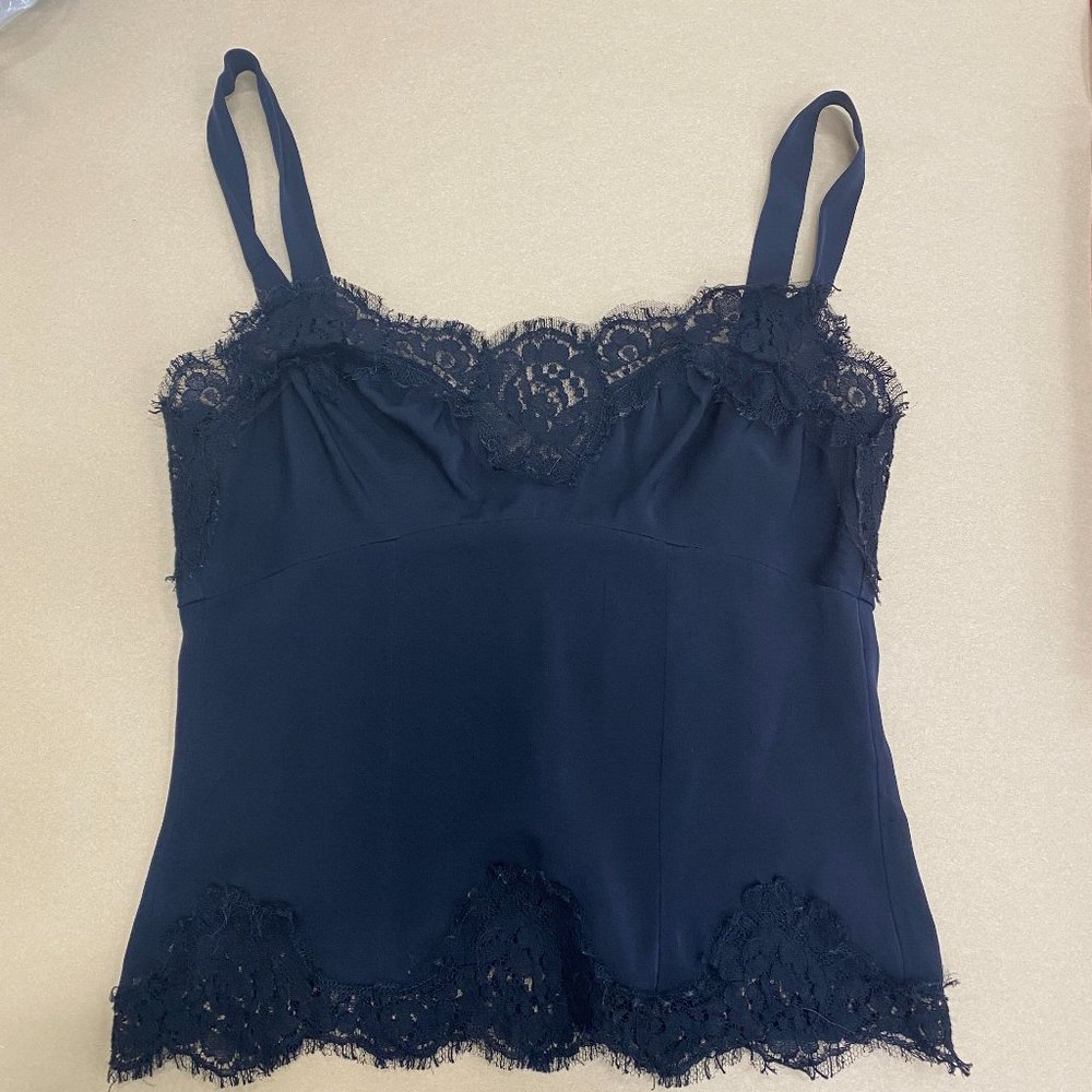 Dolce & Gabbana Black Lace Trim Women's Blouse/Top/Tank - Black - Sz 38